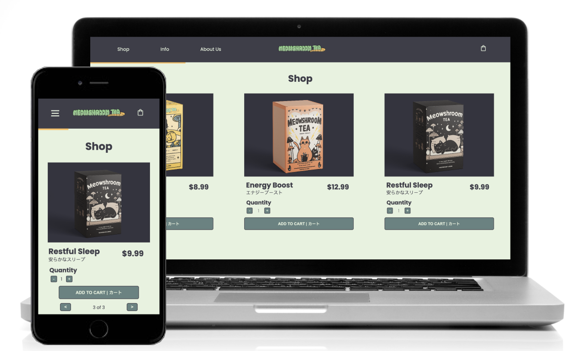 meowshroom tea display