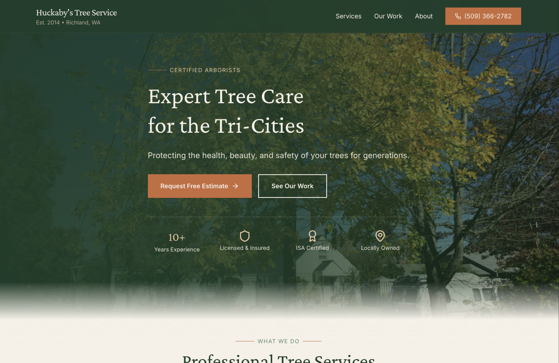 Huckaby's Tree Service Website After