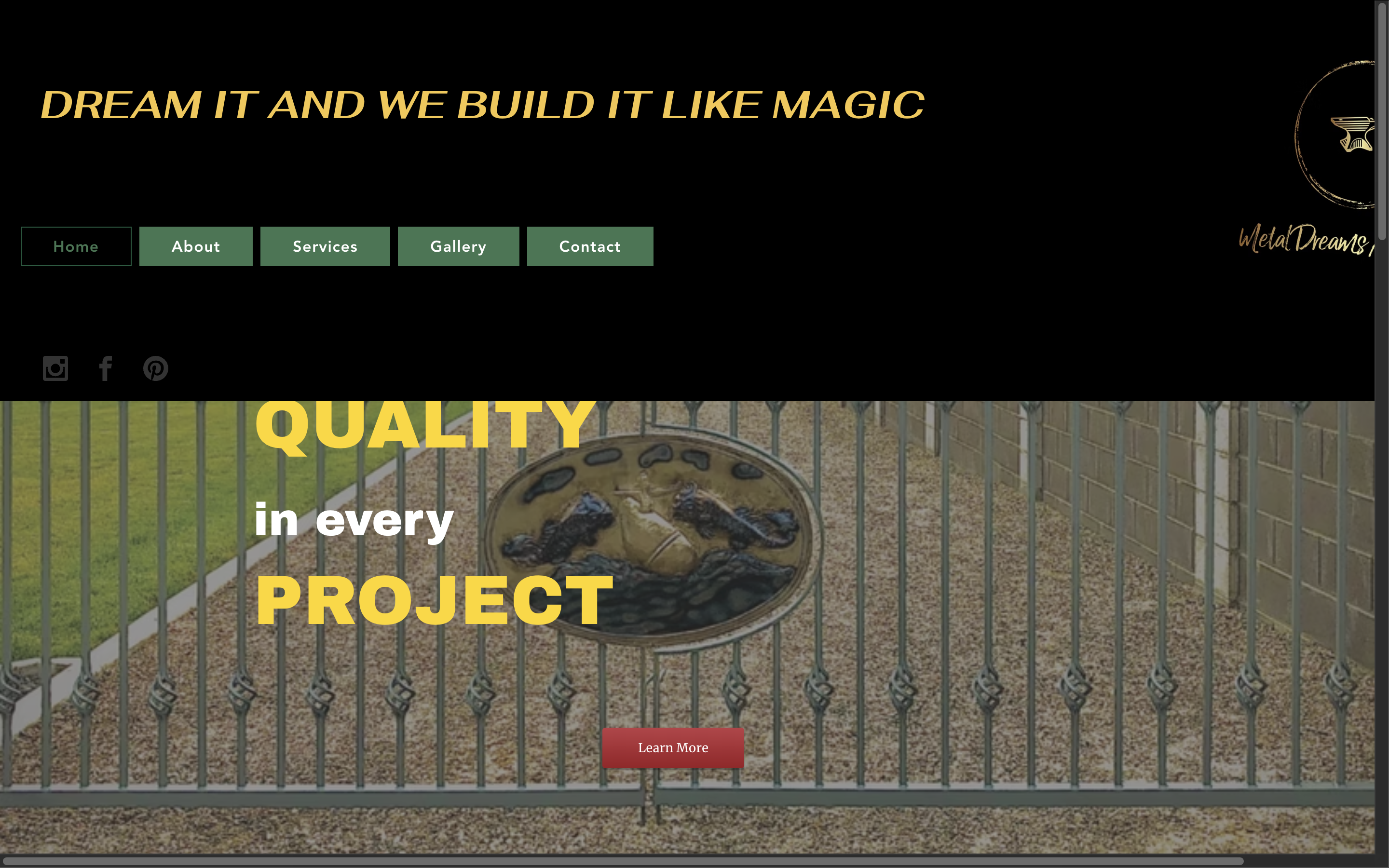 Metal Dreams Artistry Website Before